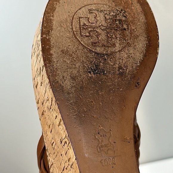 Tory Burch Killian Wedge Sandal Woven Leather Cork Platform Shoe Size 10 - Picture 8 of 16